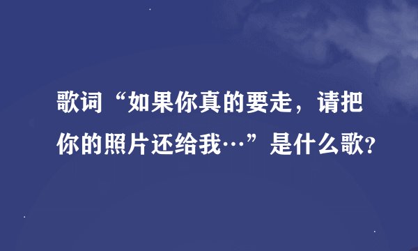 歌词“如果你真的要走，请把你的照片还给我…”是什么歌？