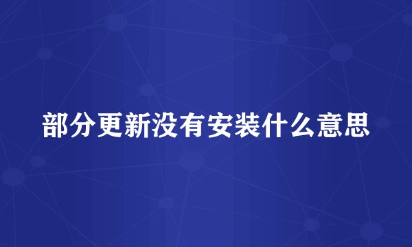 部分更新没有安装什么意思