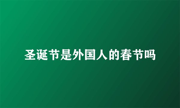圣诞节是外国人的春节吗