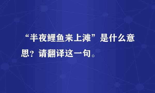 “半夜鲤鱼来上滩”是什么意思？请翻译这一句。
