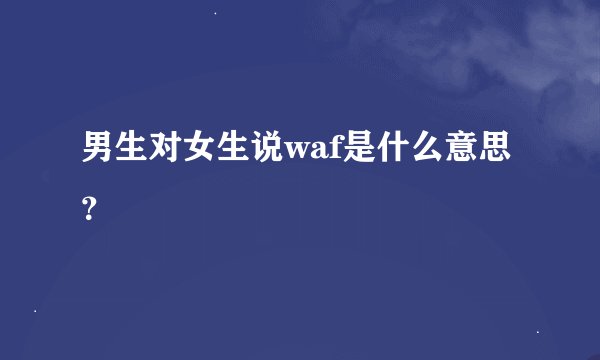 男生对女生说waf是什么意思？