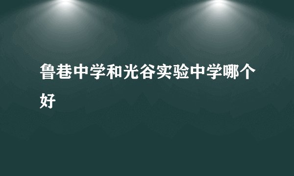 鲁巷中学和光谷实验中学哪个好