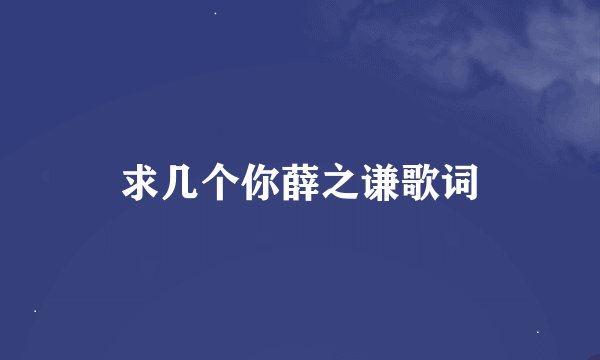求几个你薛之谦歌词