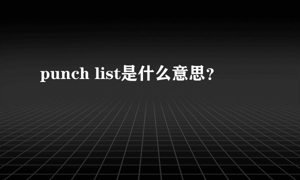 punch list是什么意思？