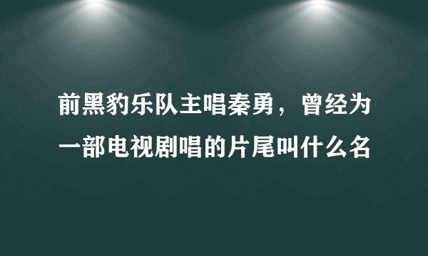 前黑豹乐队主唱秦勇，曾经为一部电视剧唱的片尾叫什么名