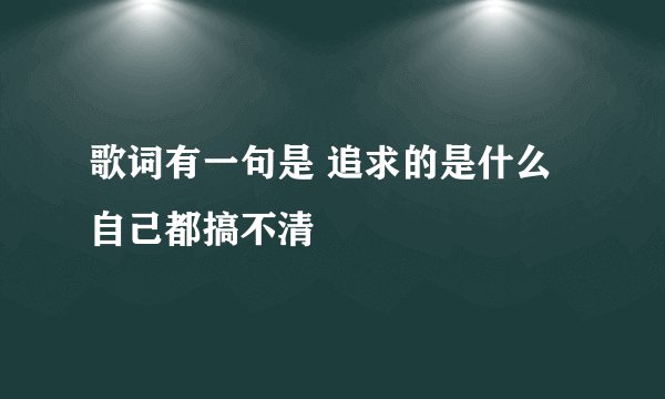 歌词有一句是 追求的是什么自己都搞不清