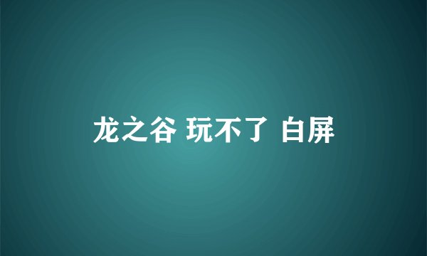 龙之谷 玩不了 白屏