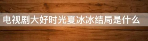 电视剧大好时光夏冰冰结局是什么