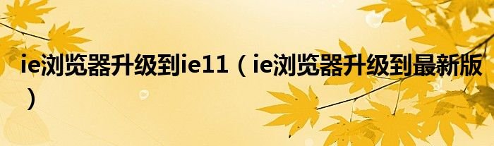 ie浏览器升级到ie11ie浏览器升级到最新版