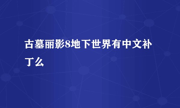 古墓丽影8地下世界有中文补丁么