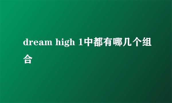 dream high 1中都有哪几个组合