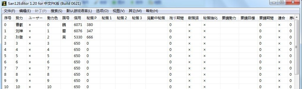 求三国志12繁体中文版能用的存档修改器 游戏版本号附图