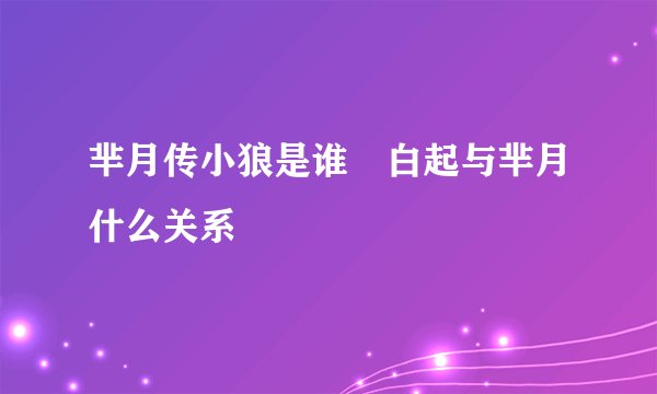 芈月传小狼是谁 白起与芈月什么关系