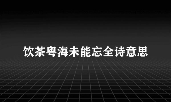 饮茶粤海未能忘全诗意思