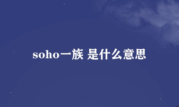 soho一族 是什么意思