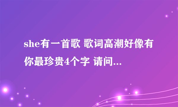 she有一首歌 歌词高潮好像有你最珍贵4个字 请问是什麽歌