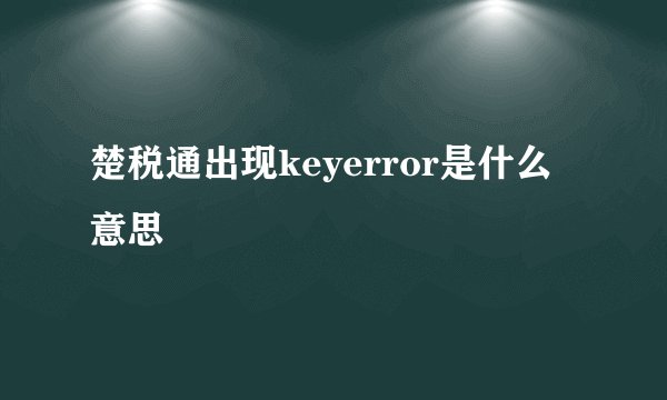 楚税通出现keyerror是什么意思