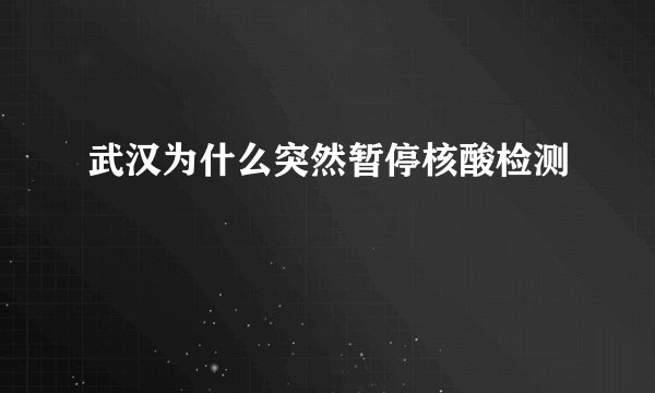 武汉为什么突然暂停核酸检测