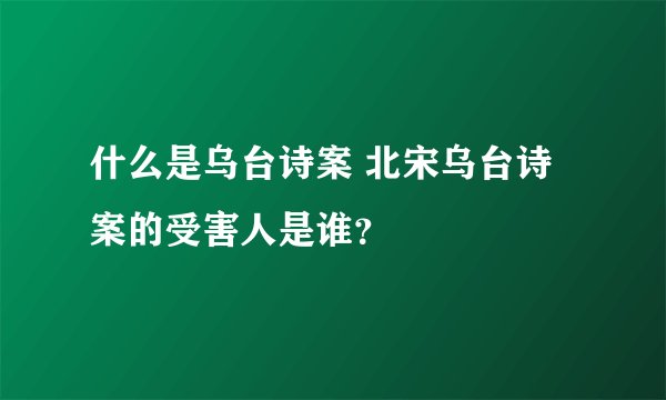 什么是乌台诗案 北宋乌台诗案的受害人是谁？