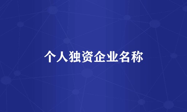 个人独资企业名称