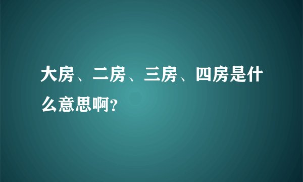 大房、二房、三房、四房是什么意思啊？