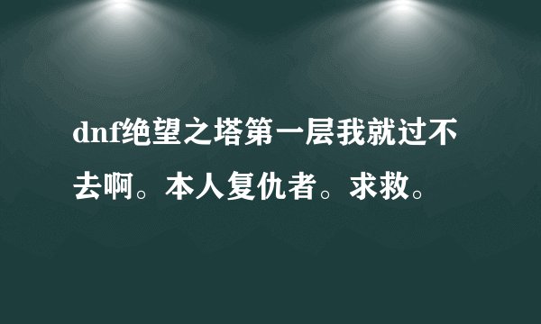 dnf绝望之塔第一层我就过不去啊。本人复仇者。求救。