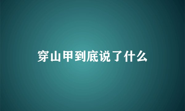 穿山甲到底说了什么
