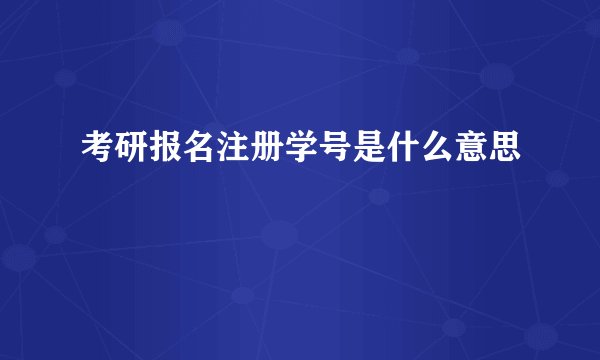 考研报名注册学号是什么意思
