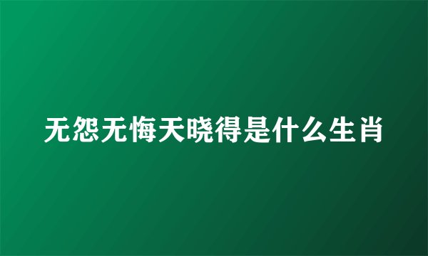 无怨无悔天晓得是什么生肖