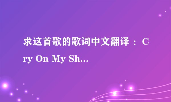 求这首歌的歌词中文翻译 ：Cry On My Shoulder(在我肩上哭泣)，个人很喜欢的一首很好听的英文歌