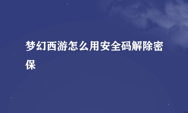梦幻西游怎么用安全码解除密保