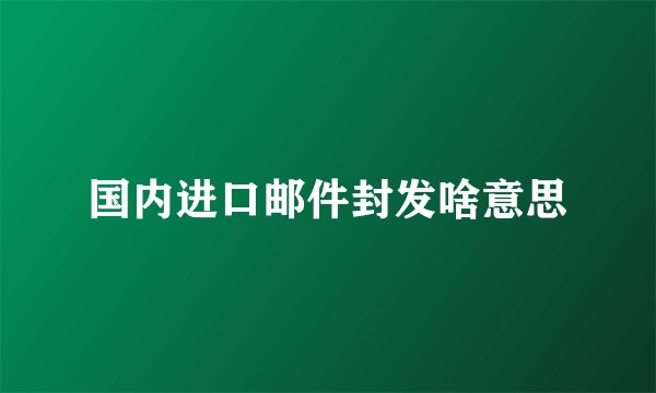 国内进口邮件封发啥意思
