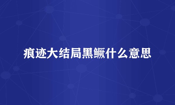 痕迹大结局黑鳜什么意思