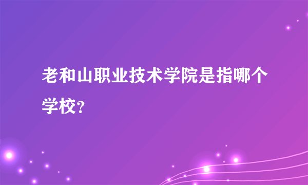 老和山职业技术学院是指哪个学校？