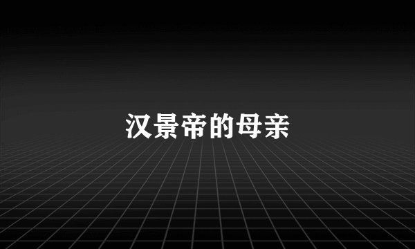 汉景帝的母亲