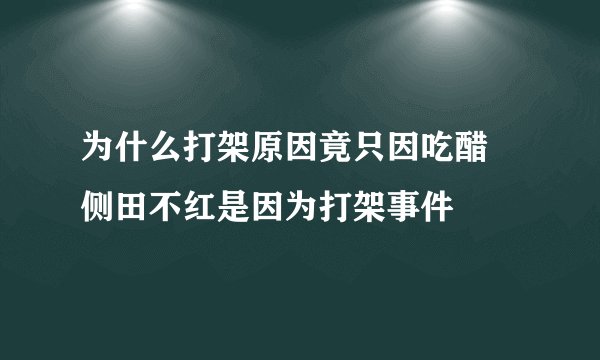 为什么打架原因竟只因吃醋 侧田不红是因为打架事件