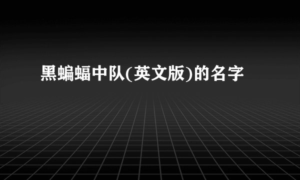 黑蝙蝠中队(英文版)的名字