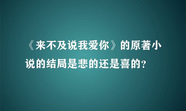 《来不及说我爱你》的原著小说的结局是悲的还是喜的？