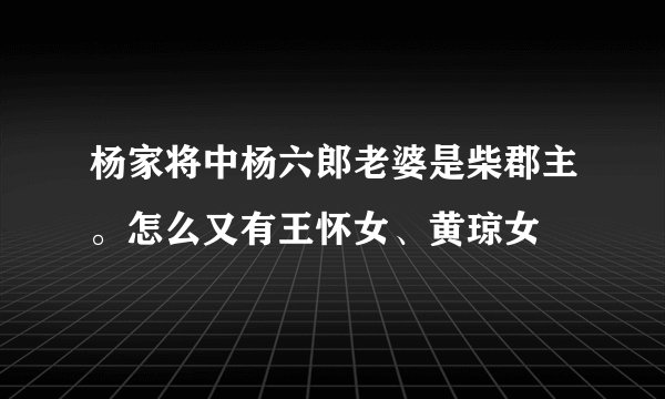 杨家将中杨六郎老婆是柴郡主。怎么又有王怀女、黄琼女