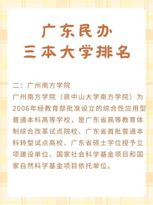 广东民办三本大学排名
