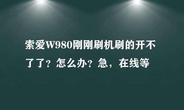 索爱W980刚刚刷机刷的开不了了？怎么办？急，在线等