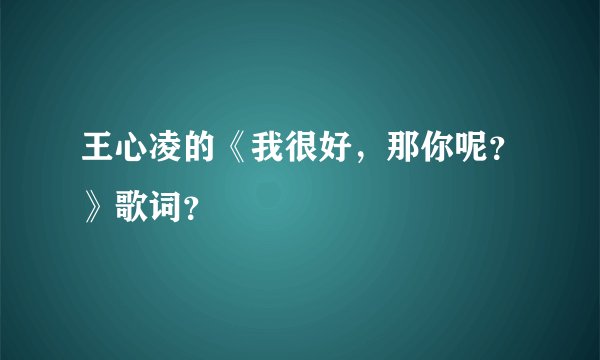 王心凌的《我很好，那你呢？》歌词？