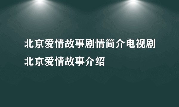 北京爱情故事剧情简介电视剧北京爱情故事介绍