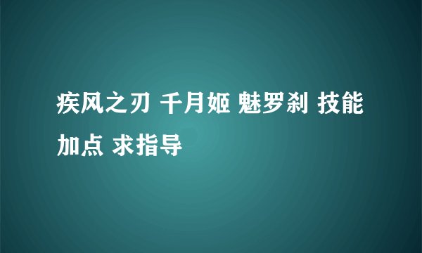 疾风之刃 千月姬 魅罗刹 技能加点 求指导