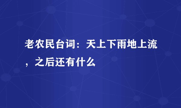 老农民台词：天上下雨地上流，之后还有什么