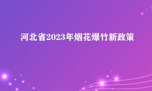 河北省2023年烟花爆竹新政策
