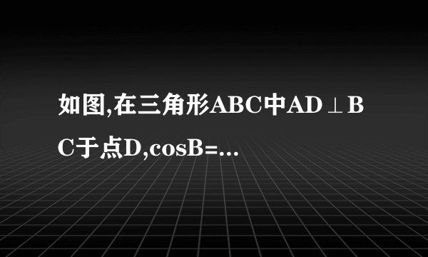 如图,在三角形ABC中AD⊥BC于点D,cosB=5分之4,tanC=根号3,AB=5,求AC长