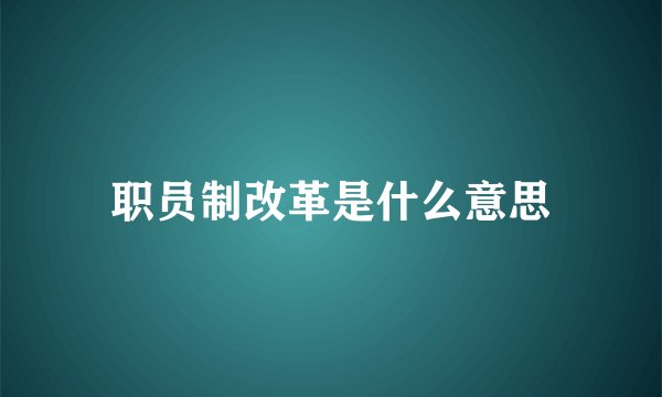 职员制改革是什么意思