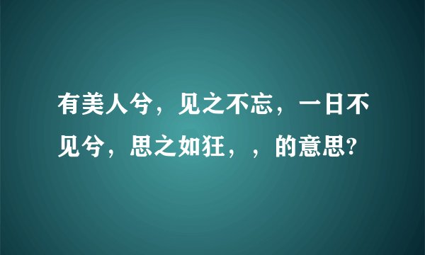 有美人兮，见之不忘，一日不见兮，思之如狂，，的意思?