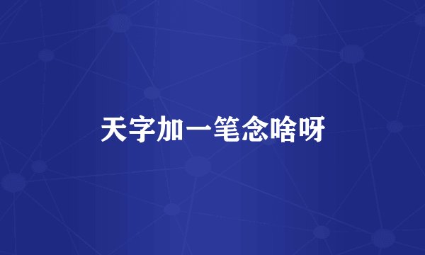 天字加一笔念啥呀